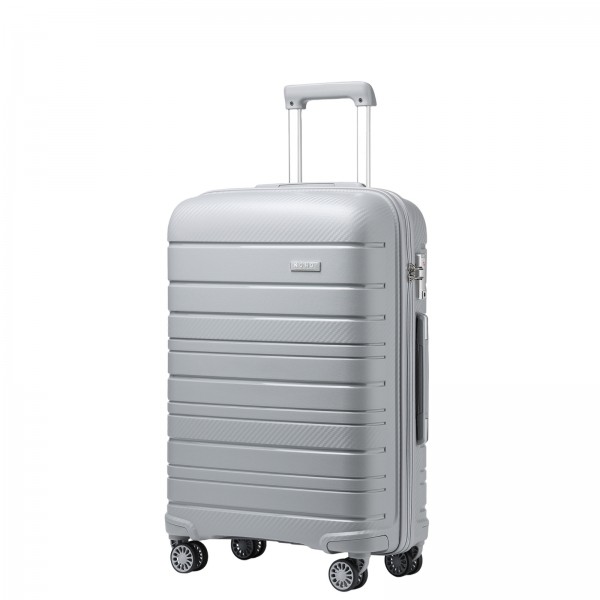 KSK2692 - Kono 24 Inch PP Hardshell Suitcase | YKK Zipper TSA Lock Medium Spinner Luggage - Grey