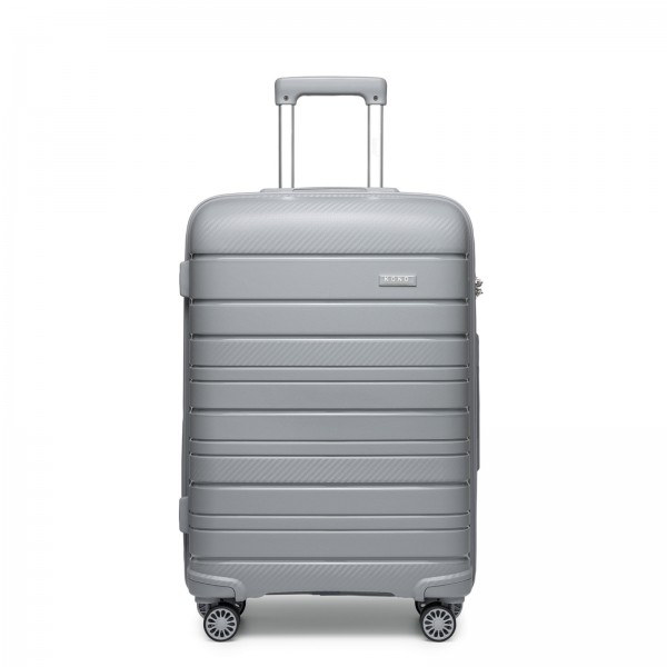 KSK2692 - Kono 24 Inch PP Hardshell Suitcase | YKK Zipper TSA Lock Medium Spinner Luggage - Grey
