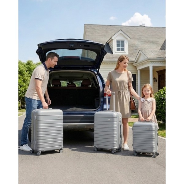 KSK2692 - Kono 24 Inch PP Hardshell Suitcase | YKK Zipper TSA Lock Medium Spinner Luggage - Grey