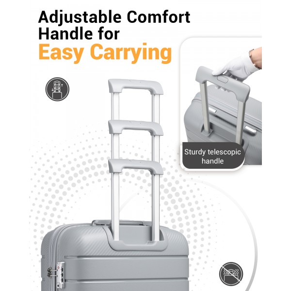KSK2692 - Kono 28 Inch PP Hardshell Suitcase | YKK Zipper TSA Lock Large Spinner Luggage - Grey
