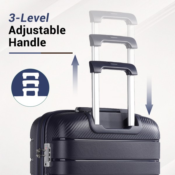 KSK2692 - Kono 20 Inch PP Hardshell Cabin Suitcase | YKK Zipper TSA Lock Carry On Luggage - Navy