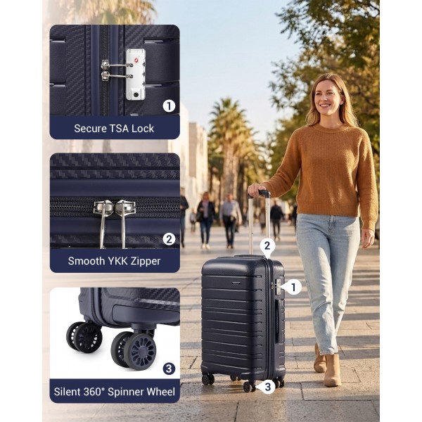 KSK2692 - Kono 28 Inch PP Hardshell Suitcase | YKK Zipper TSA Lock Large Spinner Luggage - Navy