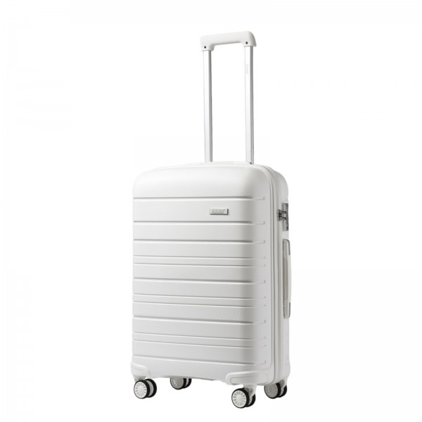 KSK2692 - Kono 20 Inch PP Hardshell Cabin Suitcase | YKK Zipper TSA Lock Carry On Luggage - White