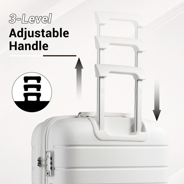 KSK2692 - Kono 20 Inch PP Hardshell Cabin Suitcase | YKK Zipper TSA Lock Carry On Luggage - White
