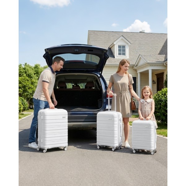 KSK2692 - Kono 24 Inch PP Hardshell Suitcase | YKK Zipper TSA Lock Medium Spinner Luggage - White