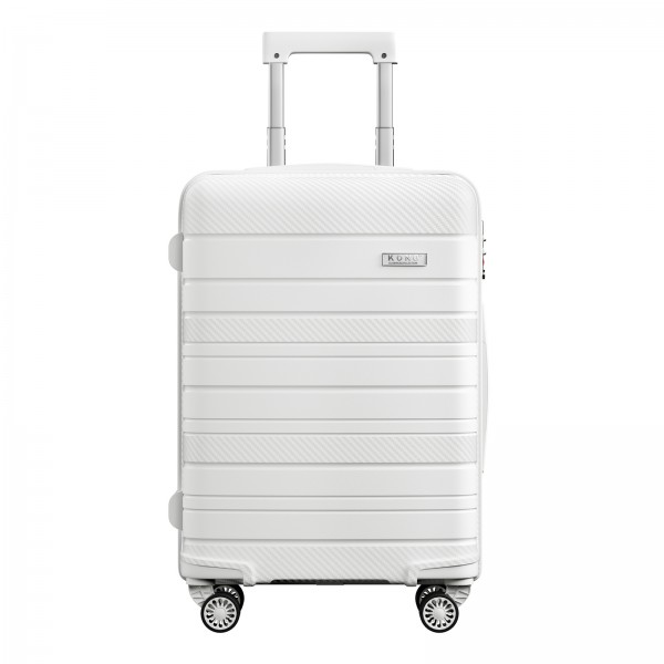 KSK2692 - Kono 24 Inch PP Hardshell Suitcase | YKK Zipper TSA Lock Medium Spinner Luggage - White