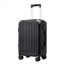 KSK2693 - Kono 20-Inch Zipperless Aluminium Frame PC Hard Shell Carry-on Suitcase – Smart Lock Travel Luggage with Phone Holder & Cup Holder - Black