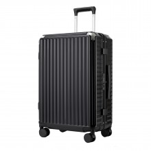 KSK2693 - Kono 24-Inch Zipperless Medium Suitcase with Reinforced Aluminium Frame, TSA Lock, Checked Luggage with Smart Travel Features - Black