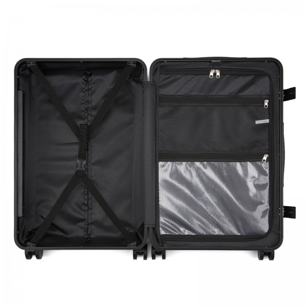 KSK2693 - Kono 24-Inch Zipperless Medium Suitcase with Reinforced Aluminium Frame, TSA Lock, Checked Luggage with Smart Travel Features - Black