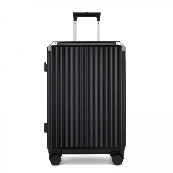 KSK2693 - Kono 24-Inch Zipperless Medium Suitcase with Reinforced Aluminium Frame, TSA Lock, Checked Luggage with Smart Travel Features - Black
