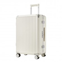 KSK2693 - Kono 24-Inch Zipperless Medium Suitcase with Reinforced Aluminium Frame, TSA Lock, Checked Luggage with Smart Travel Features - White