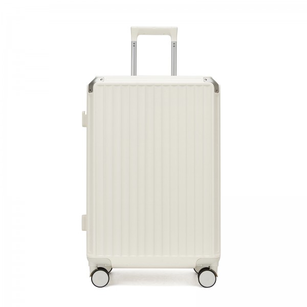 KSK2693 - Kono 24-Inch Zipperless Medium Suitcase with Reinforced Aluminium Frame, TSA Lock, Checked Luggage with Smart Travel Features - White