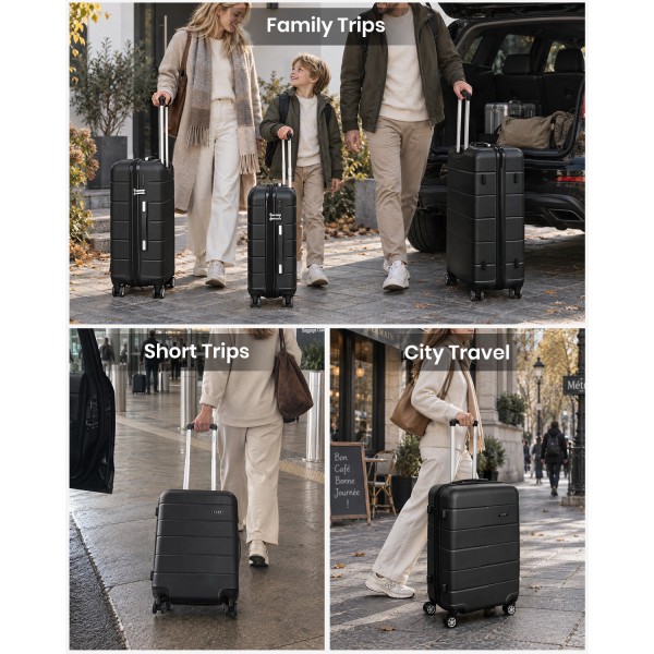 KSK2694 - Kono 28 Inch PC Hard Shell Suitcase, Large Check‑in Luggage with Silent Wheels & Organised Interior - Black