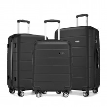 KSK2694 - Kono 20/24/28 Inch PC Hard Shell Suitcase Set, Lightweight Luggage with Silent Wheels & Organised Interior - Black KSK2694 - Kono 20/24/28 Inch PC Hard Shell Suitcase Set, Lightweight Luggage with Silent Wheels & Organised Interior - Black