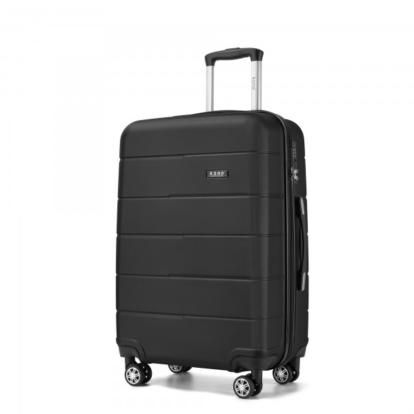KSK2694 - Kono 24 Inch PC Hard Shell Suitcase, Check‑in Luggage with Silent Wheels & Organised Interior - Black