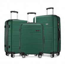 KSK2694 - Kono 20/24/28 Inch PC Hard Shell Suitcase Set, Lightweight Luggage with Silent Wheels & Organised Interior - Green And Black KSK2694 - Kono 20/24/28 Inch PC Hard Shell Suitcase Set, Lightweight Luggage with Silent Wheels & Organised Interior - Green And Black
