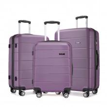 KSK2694 - Kono 20/24/28 Inch PC Hard Shell Suitcase Set, Lightweight Luggage with Silent Wheels & Organised Interior - Purple And Black KSK2694 - Kono 20/24/28 Inch PC Hard Shell Suitcase Set, Lightweight Luggage with Silent Wheels & Organised Interior - Purple And Black