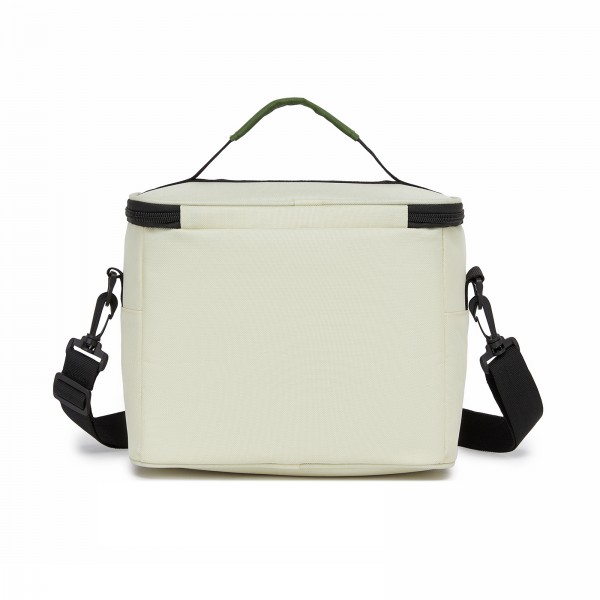 LBK2534 - Kono Isolierte Lunchtasche - Wasserfester Lebensmittelbehälter mit 4 Schichten, auslaufsicher, tragbar mit verstellbarem Schultergurt - Beige und Grün