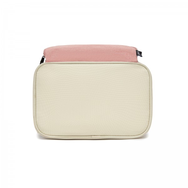 LBK2534 - Kono Isolierte Lunchtasche - Wasserfester Lebensmittelbehälter mit 4 Schichten, auslaufsicher, tragbar mit verstellbarem Schultergurt - Beige und Rosa