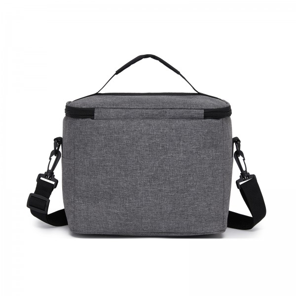 LBK2534 - Kono Isolierte Lunchtasche - Wasserfester Lebensmittelbehälter mit 4 Schichten, auslaufsicher, tragbar mit verstellbarem Schultergurt - Grau und Schwarz