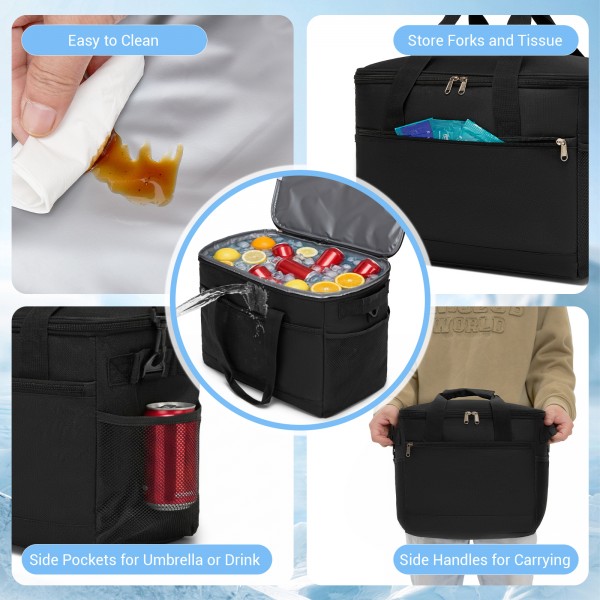 LBK2535S - Kono Small 20L Portable Lunch Bag with Enhanced Insulation–Compact & Convenient for Travel and Commuting - Black