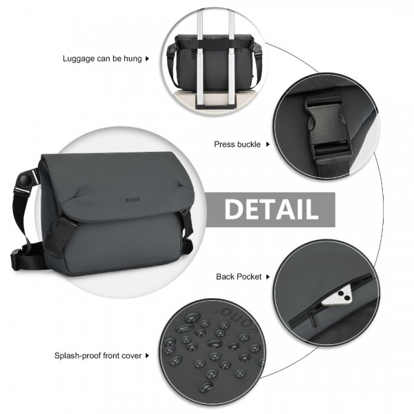 MSK2423 - Kono Langlebig Wasserabweisend Umhängetasche mit verstellbarem Riemen für Organisiertes Reisen - Grau