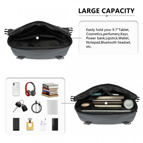 MSK2423 - Kono Langlebig Wasserabweisend Umhängetasche mit verstellbarem Riemen für Organisiertes Reisen - Grau