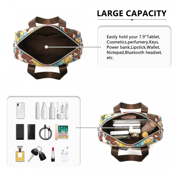 MSK2434F - Kono Vielseitig Mehrfachtasche Reisetasche Mit Einstellbarem abnehmbarem Riemen und Blumendruck - Khaki