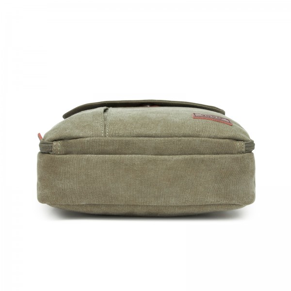 MSK2455 - Kono Canvas Crossbody Shoulder Bag – Multi-Pocket Messenger Bag with Adjustable Strap and Front Organizer Panel - Army green