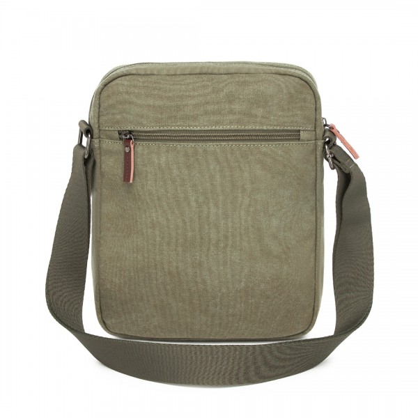 MSK2455 - Kono Canvas Crossbody Shoulder Bag – Multi-Pocket Messenger Bag with Adjustable Strap and Front Organizer Panel - Green