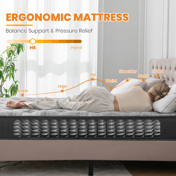 MTS009 - Good Nite 18cm Medium Firm Memory Foam and Bonnell Spring Mattress – Pressure Relief, Cooler Sleep - 120x190x18cm