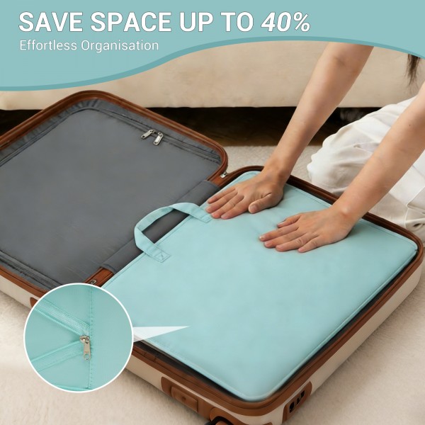 POK2523 - Kono 6-in-1 Hanging Travel Organiser Bag, Portable Foldable Packing Cubes Set with Trolley Sleeve - Blue