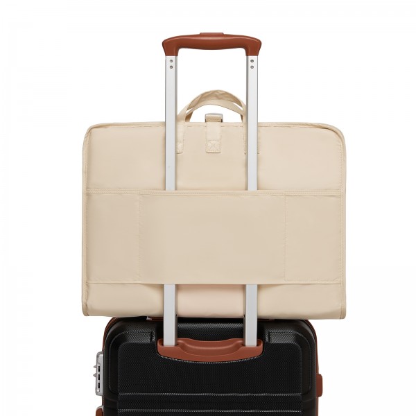 POK2523 - Kono 6-in-1 Hanging Travel Organiser Bag, Portable Foldable Packing Cubes Set with Trolley Sleeve - Beige