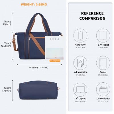 Kono Reisetasche Mit Nasstasche – 44,5x33x19 Cm, Wasserabweisend, Handgepäck, Wochenendtasche Für Damen