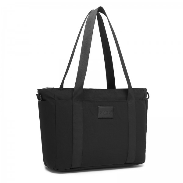 TVK2515 - Kono Bequeme, leicht zu tragende Reisetasche mit großer Kapazität – Laptopfach, Trolley-Schlaufe und Schultergurt - Schwarz