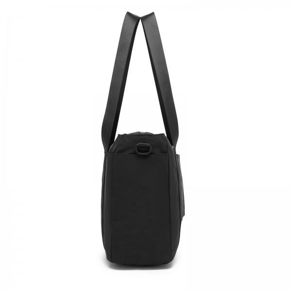 TVK2515 - Kono Bequeme, leicht zu tragende Reisetasche mit großer Kapazität – Laptopfach, Trolley-Schlaufe und Schultergurt - Schwarz