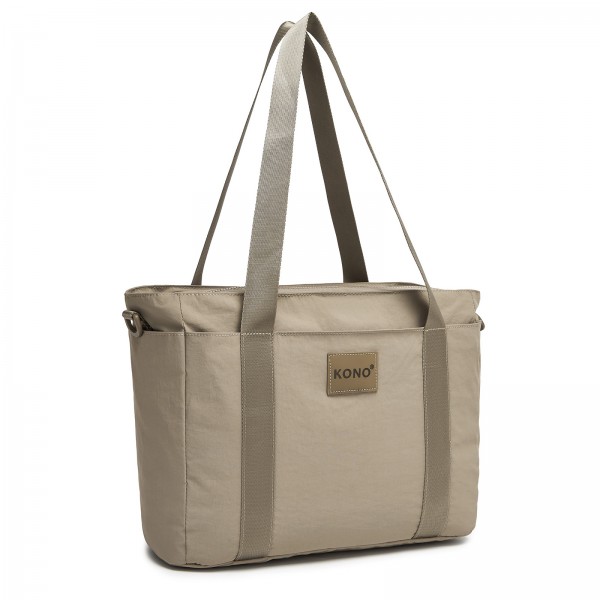 TVK2515 - Kono Bequeme, leicht zu tragende Reisetasche mit großer Kapazität – Laptopfach, Trolley-Schlaufe und Schultergurt - Khaki