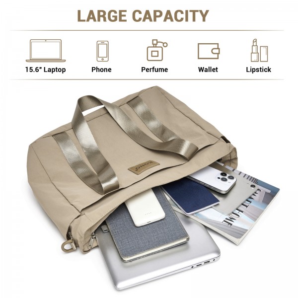 TVK2515 - Kono Bequeme, leicht zu tragende Reisetasche mit großer Kapazität – Laptopfach, Trolley-Schlaufe und Schultergurt - Khaki