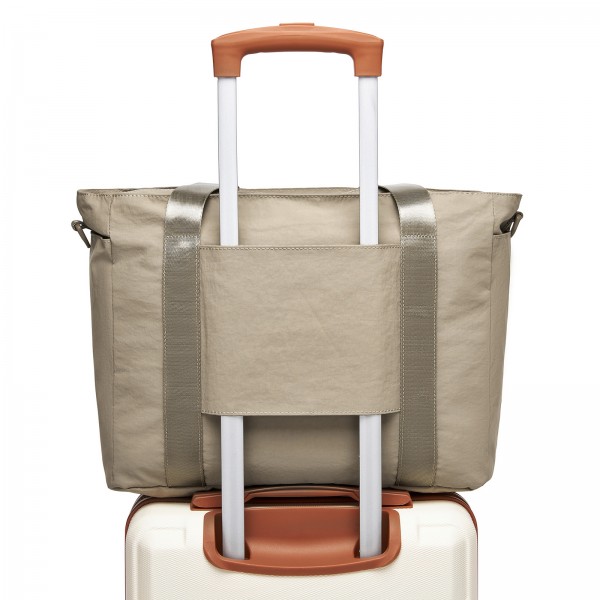 TVK2515 - Kono Bequeme, leicht zu tragende Reisetasche mit großer Kapazität – Laptopfach, Trolley-Schlaufe und Schultergurt - Khaki