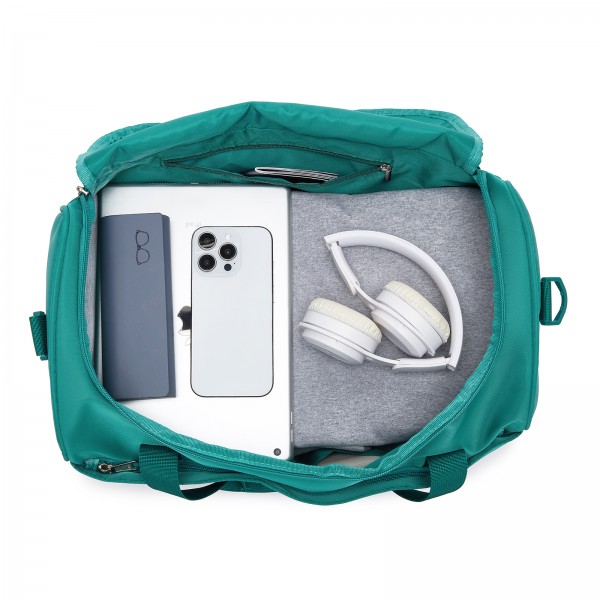 TVK2521 - Kono Kompakte, leichte Personal-Item-Reisetasche 40×30×20 - U-Reißverschluss mit weiter Öffnung & Trolley-Sleeve - Blau und Grün