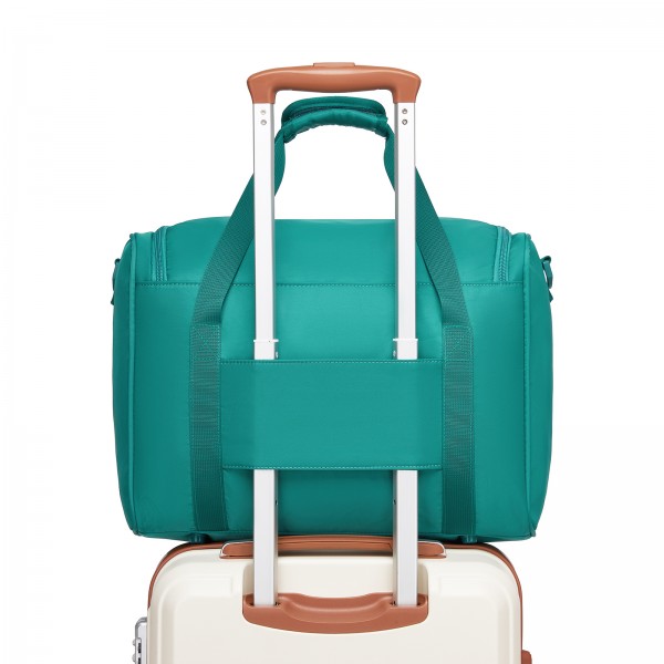 TVK2521 - Kono Kompakte, leichte Personal-Item-Reisetasche 40×30×20 - U-Reißverschluss mit weiter Öffnung & Trolley-Sleeve - Blau und Grün