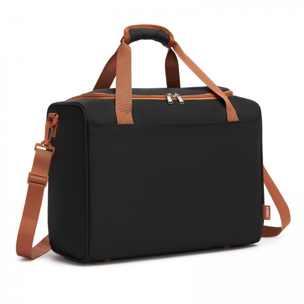 TVK2521 - Kono Compact and Lightweight 40×30×20 Personal-Item Travel Bag - U-Zip Wide Opening And Trolley Sleeve - Black and Brown