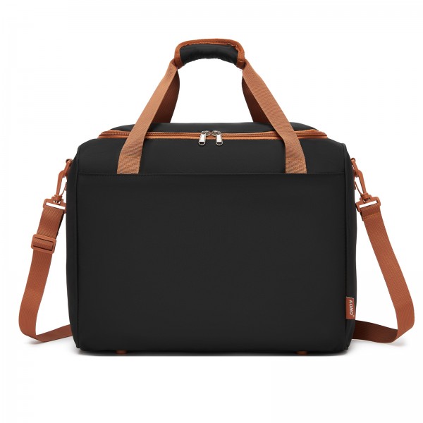 TVK2521 - Kono Compact and Lightweight 40×30×20 Personal-Item Travel Bag - U-Zip Wide Opening And Trolley Sleeve - Black and Brown