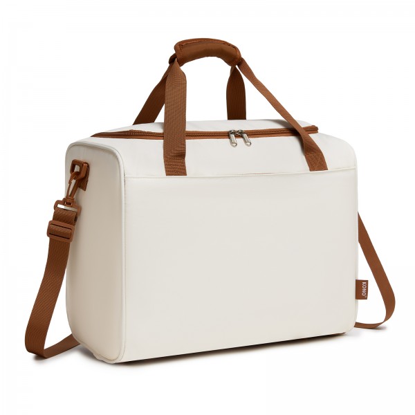 TVK2521 - Kono Compact and Lightweight 40×30×20 Personal-Item Travel Bag - U-Zip Wide Opening And Trolley Sleeve - Cream