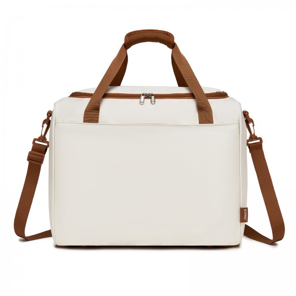 TVK2521 - Kono Compact and Lightweight 40×30×20 Personal-Item Travel Bag - U-Zip Wide Opening And Trolley Sleeve - Cream