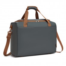 TVK2521 - Kono Compact and Lightweight 40×30×20 Personal-Item Travel Bag - U-Zip Wide Opening And Trolley Sleeve - Grey and Brown