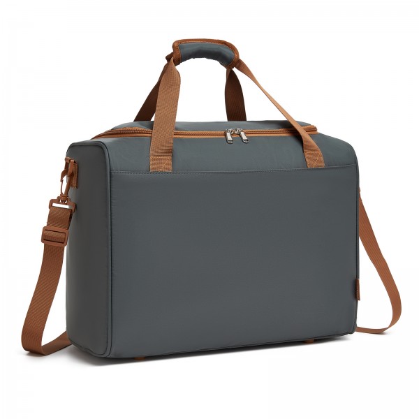 TVK2521 - Kono Kompakte, leichte Personal-Item-Reisetasche 40×30×20 - U-Reißverschluss mit weiter Öffnung & Trolley-Sleeve - Grau und Braun