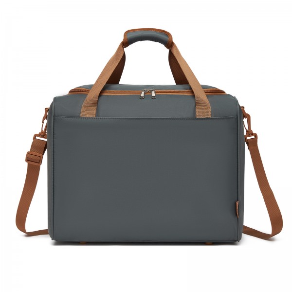 TVK2521 - Kono Kompakte, leichte Personal-Item-Reisetasche 40×30×20 - U-Reißverschluss mit weiter Öffnung & Trolley-Sleeve - Grau und Braun