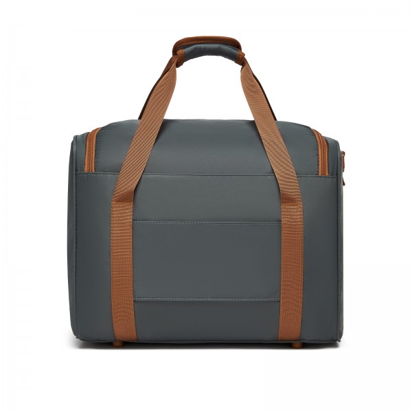 TVK2521 - Kono Kompakte, leichte Personal-Item-Reisetasche 40×30×20 - U-Reißverschluss mit weiter Öffnung & Trolley-Sleeve - Grau und Braun