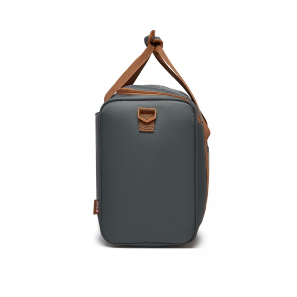 TVK2521 - Kono Kompakte, leichte Personal-Item-Reisetasche 40×30×20 - U-Reißverschluss mit weiter Öffnung & Trolley-Sleeve - Grau und Braun